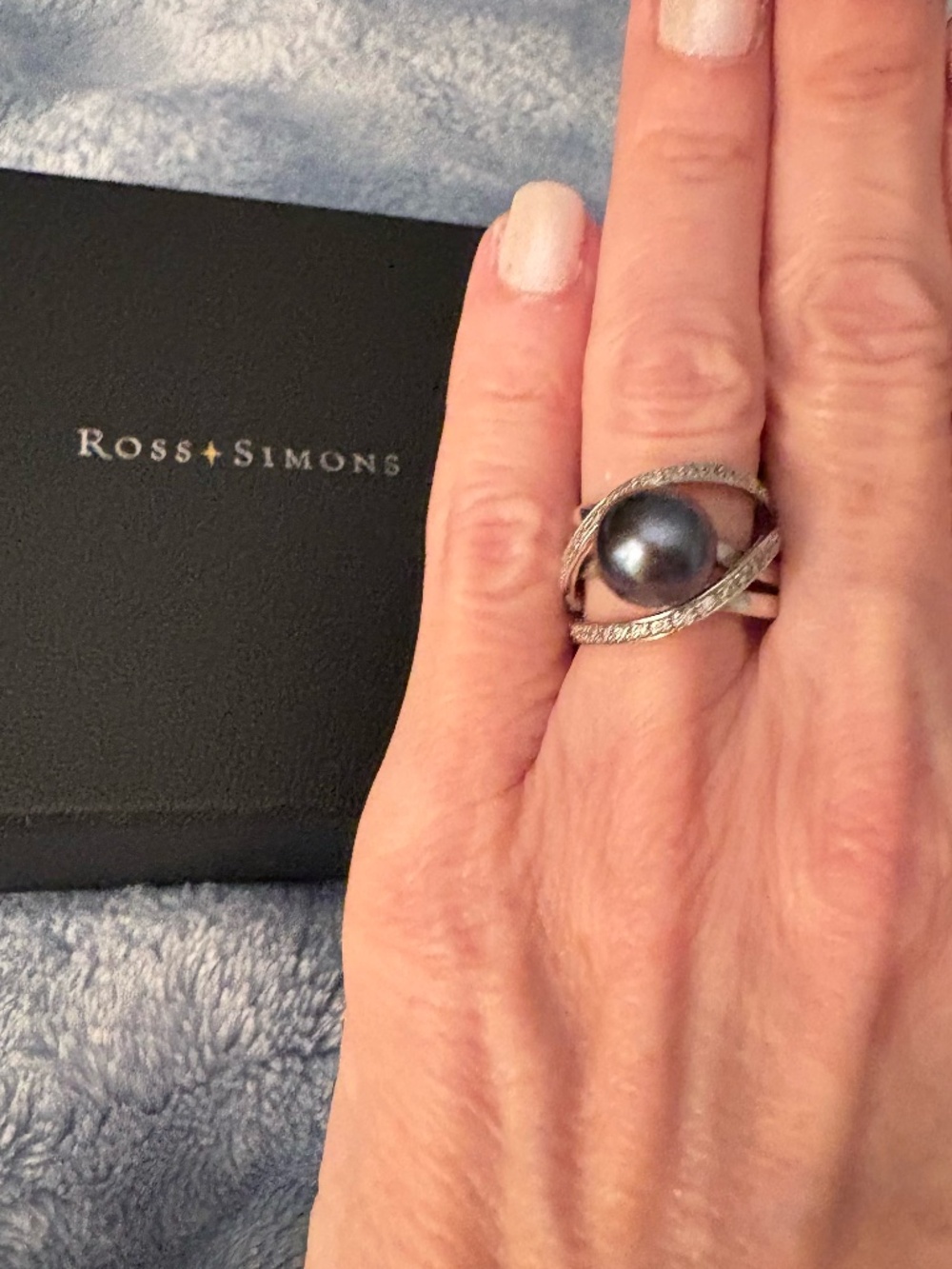 Tahitian Black Pearl and CZ Ring Size 5.5